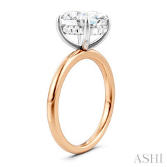 1/10 Ctw Oval Shape Round Cut Diamond Semi-Mount Engagement Ring in 14K Rose and White Gold