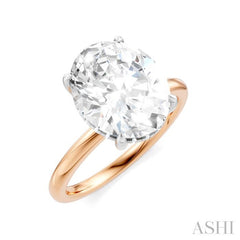1/8 Ctw Oval Shape Round Cut Diamond Semi-Mount Engagement Ring in 14K Rose and White Gold