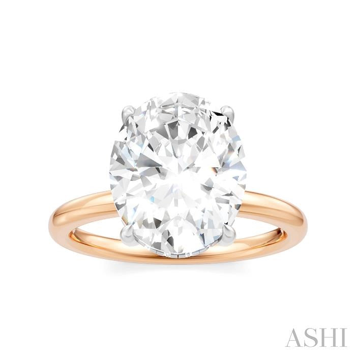 1/8 Ctw Oval Shape Round Cut Diamond Semi-Mount Engagement Ring in 14K Rose and White Gold