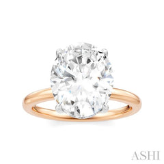 1/8 Ctw Oval Shape Round Cut Diamond Semi-Mount Engagement Ring in 14K Rose and White Gold