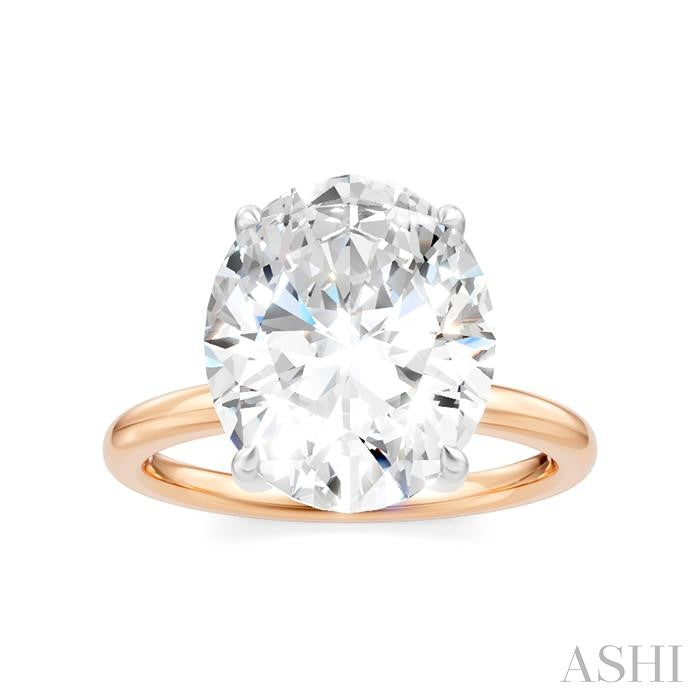 1/8 Ctw Oval Shape Round Cut Diamond Semi-Mount Engagement Ring in 14K Rose and White Gold