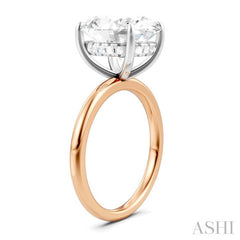 1/8 Ctw Oval Shape Round Cut Diamond Semi-Mount Engagement Ring in 14K Rose and White Gold
