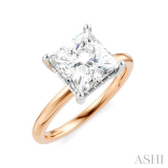 1/10 Ctw Emerald Shape Round Cut Diamond Semi-Mount Engagement Ring in 14K Rose and White Gold