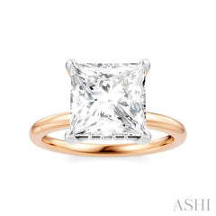 1/10 Ctw Emerald Shape Round Cut Diamond Semi-Mount Engagement Ring in 14K Rose and White Gold
