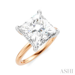 1/10 Ctw Emerald Shape Round Cut Diamond Semi-Mount Engagement Ring in 14K Rose and White Gold