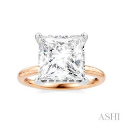 1/10 Ctw Emerald Shape Round Cut Diamond Semi-Mount Engagement Ring in 14K Rose and White Gold