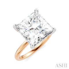 1/8 Ctw Emerald Shape Round Cut Diamond Semi-Mount Engagement Ring in 14K Rose and White Gold