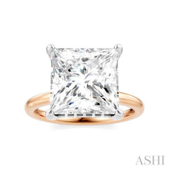 1/8 Ctw Emerald Shape Round Cut Diamond Semi-Mount Engagement Ring in 14K Rose and White Gold