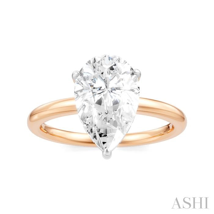 1/10 Ctw Pear Shape Round Cut Diamond Semi-Mount Engagement Ring in 14K Rose and White Gold