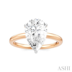 1/10 Ctw Pear Shape Round Cut Diamond Semi-Mount Engagement Ring in 14K Rose and White Gold
