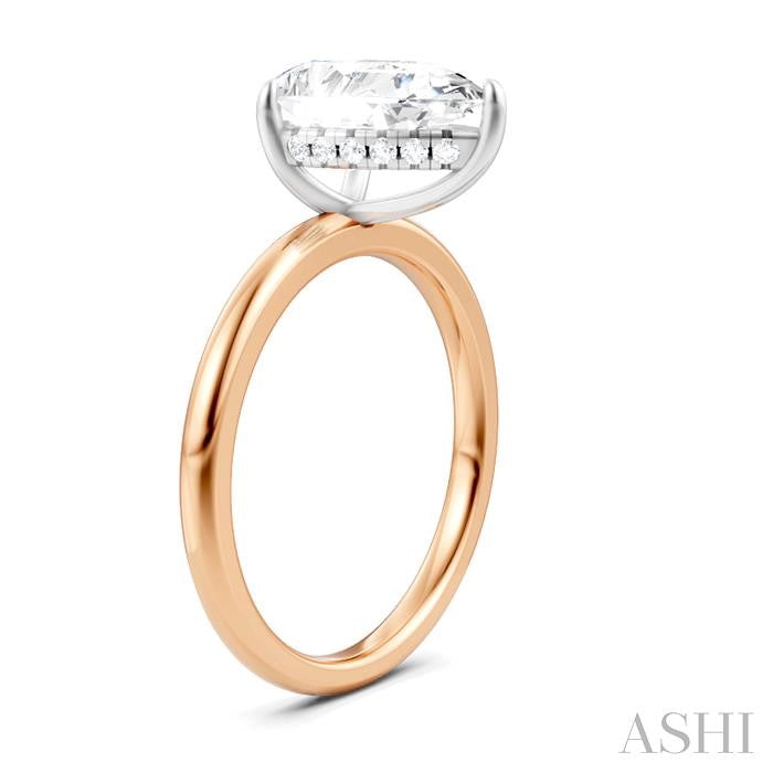 1/10 Ctw Pear Shape Round Cut Diamond Semi-Mount Engagement Ring in 14K Rose and White Gold