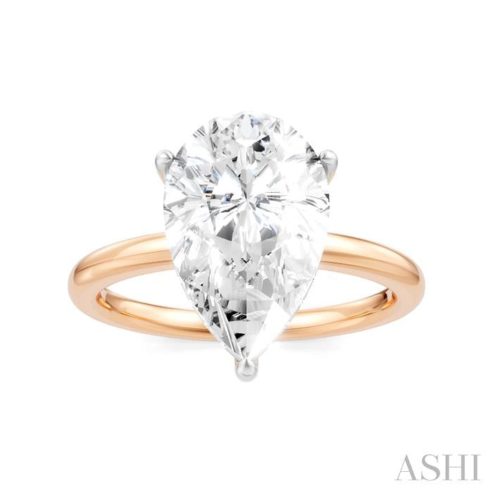 1/10 Ctw Pear Shape Round Cut Diamond Semi-Mount Engagement Ring in 14K Rose and White Gold
