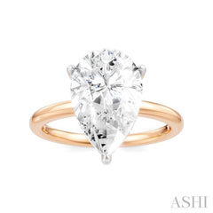 1/10 Ctw Pear Shape Round Cut Diamond Semi-Mount Engagement Ring in 14K Rose and White Gold