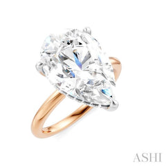 1/8 Ctw Pear Shape Round Cut Diamond Semi-Mount Engagement Ring in 14K Rose and White Gold
