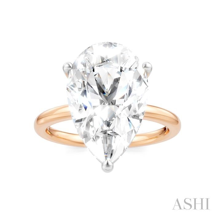 1/8 Ctw Pear Shape Round Cut Diamond Semi-Mount Engagement Ring in 14K Rose and White Gold