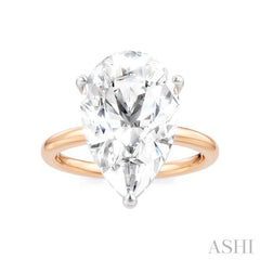 1/8 Ctw Pear Shape Round Cut Diamond Semi-Mount Engagement Ring in 14K Rose and White Gold