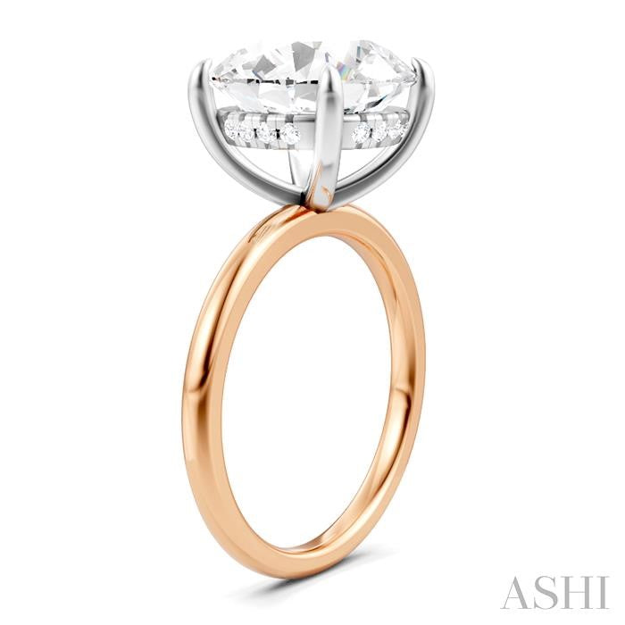 1/10 Ctw Circular Shape Round Cut Diamond Semi-Mount Engagement Ring in 14K Rose and White Gold