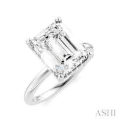 1/10 Ctw Emerald Shape Round Cut Diamond Semi-Mount Engagement Ring in 14K White Gold