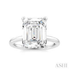 1/10 Ctw Emerald Shape Round Cut Diamond Semi-Mount Engagement Ring in 14K White Gold