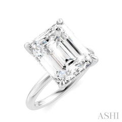 1/10 Ctw Emerald Shape Round Cut Diamond Semi-Mount Engagement Ring in 14K White Gold