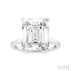 1/10 Ctw Emerald Shape Round Cut Diamond Semi-Mount Engagement Ring in 14K White Gold