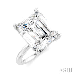 1/8 Ctw Emerald Shape Round Cut Diamond Semi-Mount Engagement Ring in 14K White Gold