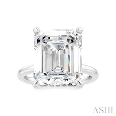 1/8 Ctw Emerald Shape Round Cut Diamond Semi-Mount Engagement Ring in 14K White Gold