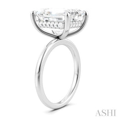 1/8 Ctw Emerald Shape Round Cut Diamond Semi-Mount Engagement Ring in 14K White Gold