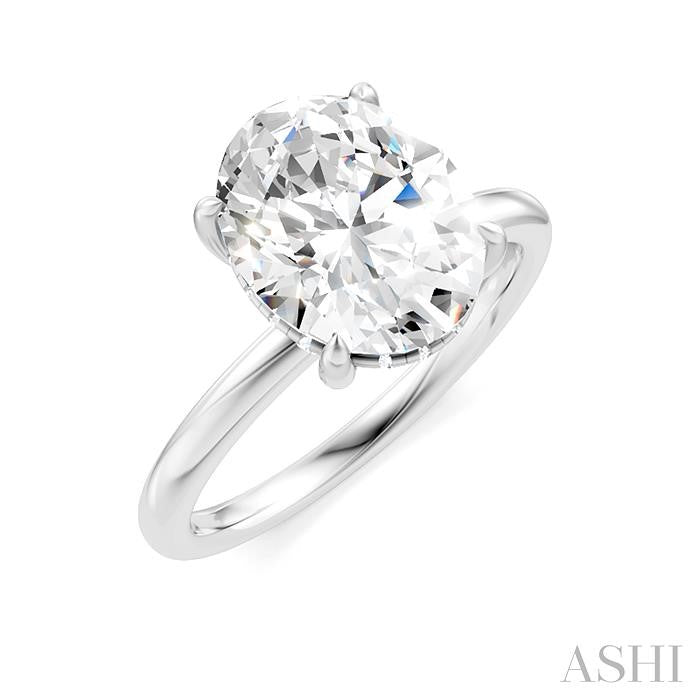 1/10 Ctw Oval Shape Round Cut Diamond Semi-Mount Engagement Ring in 14K White Gold