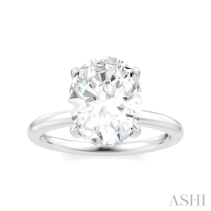1/10 Ctw Oval Shape Round Cut Diamond Semi-Mount Engagement Ring in 14K White Gold