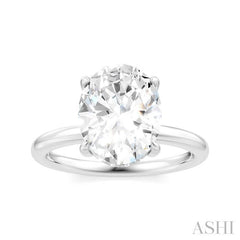 1/10 Ctw Oval Shape Round Cut Diamond Semi-Mount Engagement Ring in 14K White Gold