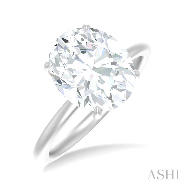 1/8 Ctw Oval Shape Round Cut Diamond Semi-Mount Engagement Ring in 14K White Gold
