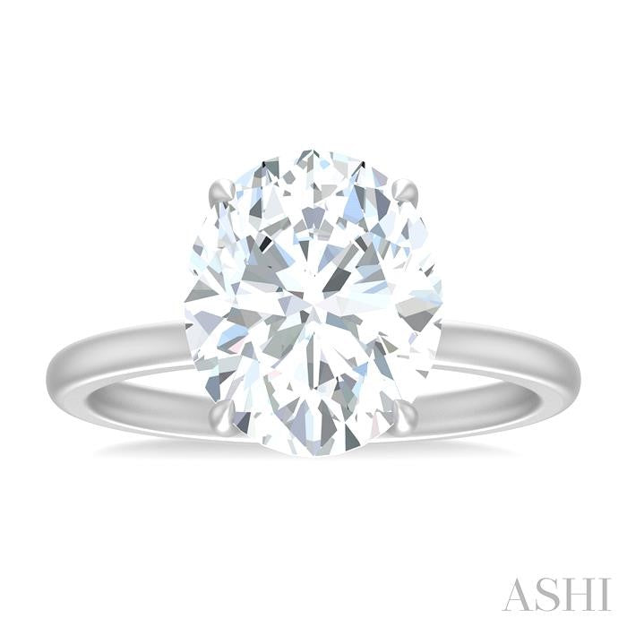 1/8 Ctw Oval Shape Round Cut Diamond Semi-Mount Engagement Ring in 14K White Gold