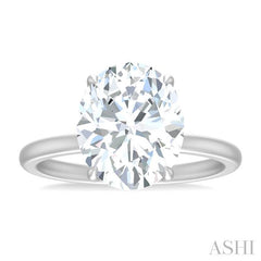 1/8 Ctw Oval Shape Round Cut Diamond Semi-Mount Engagement Ring in 14K White Gold