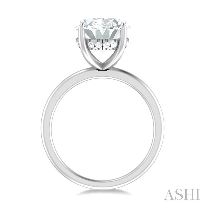 1/8 Ctw Oval Shape Round Cut Diamond Semi-Mount Engagement Ring in 14K White Gold