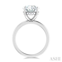 1/8 Ctw Oval Shape Round Cut Diamond Semi-Mount Engagement Ring in 14K White Gold