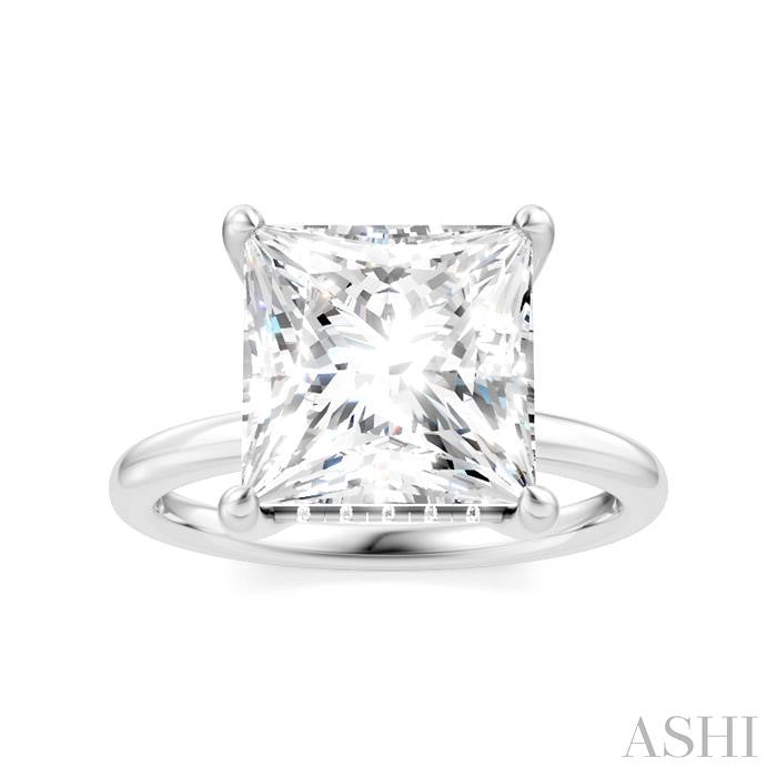 1/10 Ctw Emerald Shape Round Cut Diamond Semi-Mount Engagement Ring in 14K White Gold
