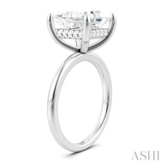 1/10 Ctw Emerald Shape Round Cut Diamond Semi-Mount Engagement Ring in 14K White Gold