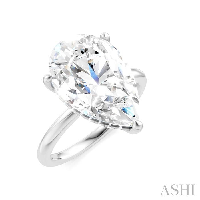 1/8 Ctw Pear Shape Round Cut Diamond Semi-Mount Engagement Ring in 14K White Gold