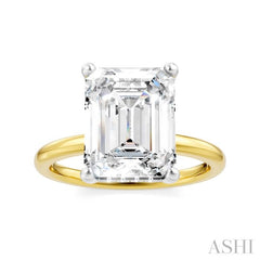1/10 Ctw Emerald Shape Round Cut Diamond Semi-Mount Engagement Ring in 14K Yellow and White Gold