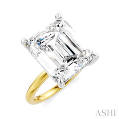 1/8 Ctw Emerald Shape Round Cut Diamond Semi-Mount Engagement Ring in 14K Yellow and White Gold