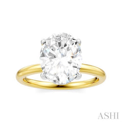 1/10 Ctw Oval Shape Round Cut Diamond Semi-Mount Engagement Ring in 14K Yellow and White Gold
