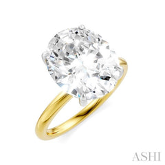 1/8 Ctw Oval Shape Round Cut Diamond Semi-Mount Engagement Ring in 14K Yellow and White Gold