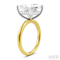 1/8 Ctw Emerald Shape Round Cut Diamond Semi-Mount Engagement Ring in 14K Yellow and White Gold