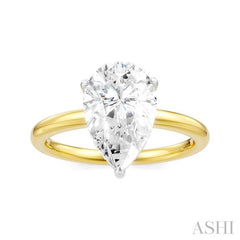 1/10 Ctw Pear Shape Round Cut Diamond Semi-Mount Engagement Ring in 14K Yellow and White Gold