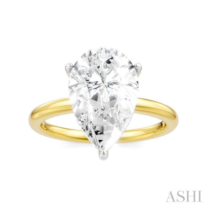 1/10 Ctw Pear Shape Round Cut Diamond Semi-Mount Engagement Ring in 14K Yellow and White Gold