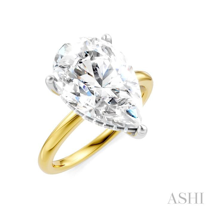 1/8 Ctw Pear Shape Round Cut Diamond Semi-Mount Engagement Ring in 14K Yellow and White Gold