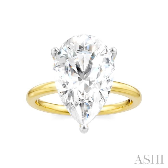 1/8 Ctw Pear Shape Round Cut Diamond Semi-Mount Engagement Ring in 14K Yellow and White Gold
