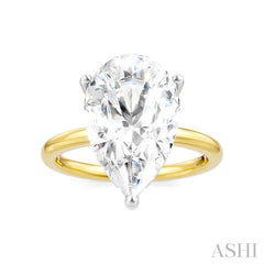 1/8 Ctw Pear Shape Round Cut Diamond Semi-Mount Engagement Ring in 14K Yellow and White Gold