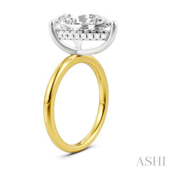 1/8 Ctw Pear Shape Round Cut Diamond Semi-Mount Engagement Ring in 14K Yellow and White Gold